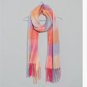 Madewell Brushed Pastel Plaid Scarf “Pale Lilac” NWT